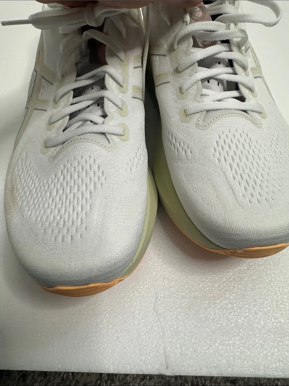 Asics 4D guidance system white Running Shoes with Pale Yellow Midsole  Pink 12